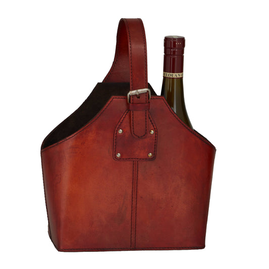 Modern Red Leather Wine Holder