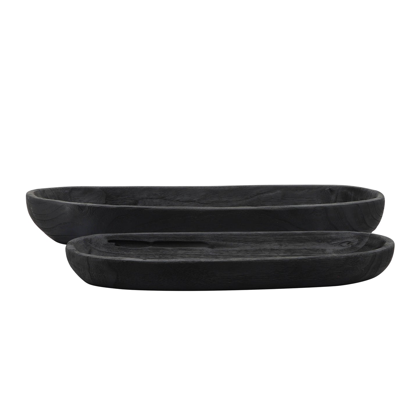 Black 18/24 in. Wood Oval Shaped Decorative Plate (Set of 2)