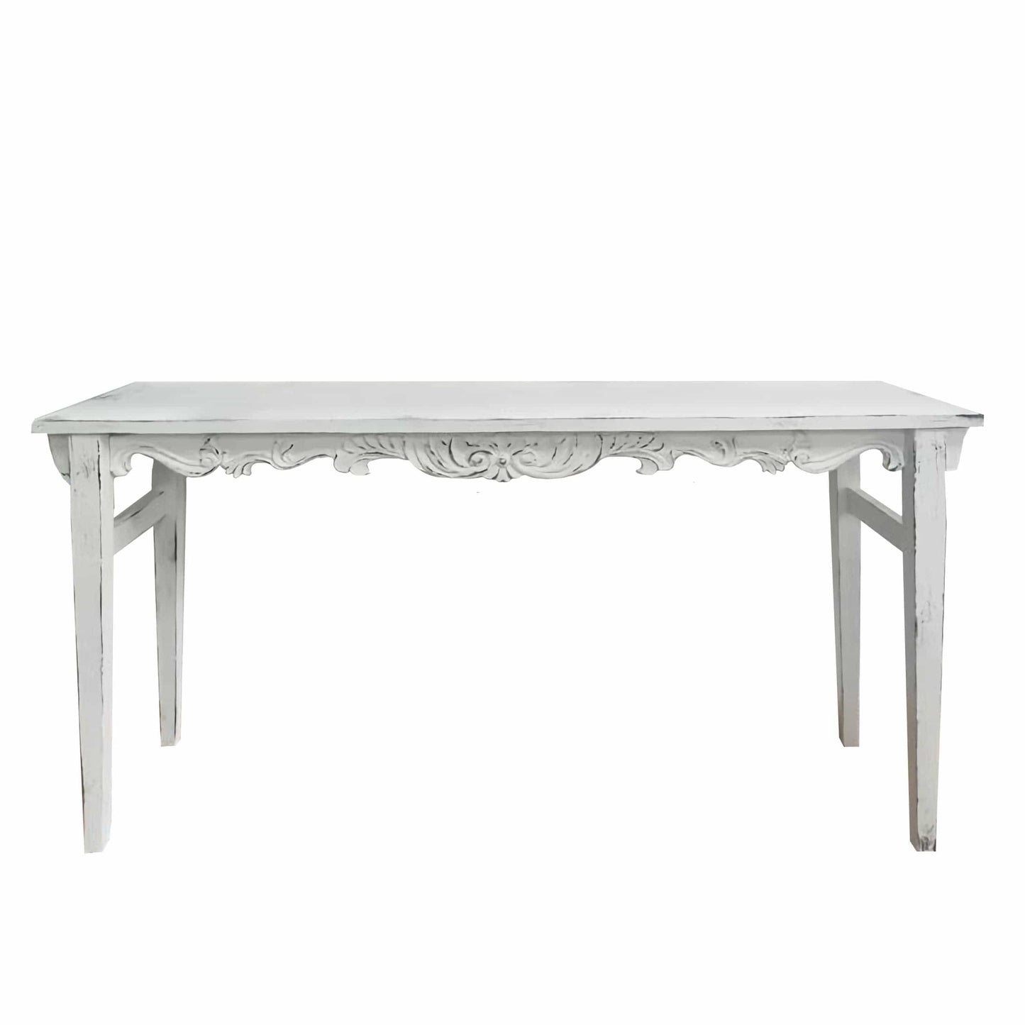 Wood 59.06" White Table with Detailed Molding