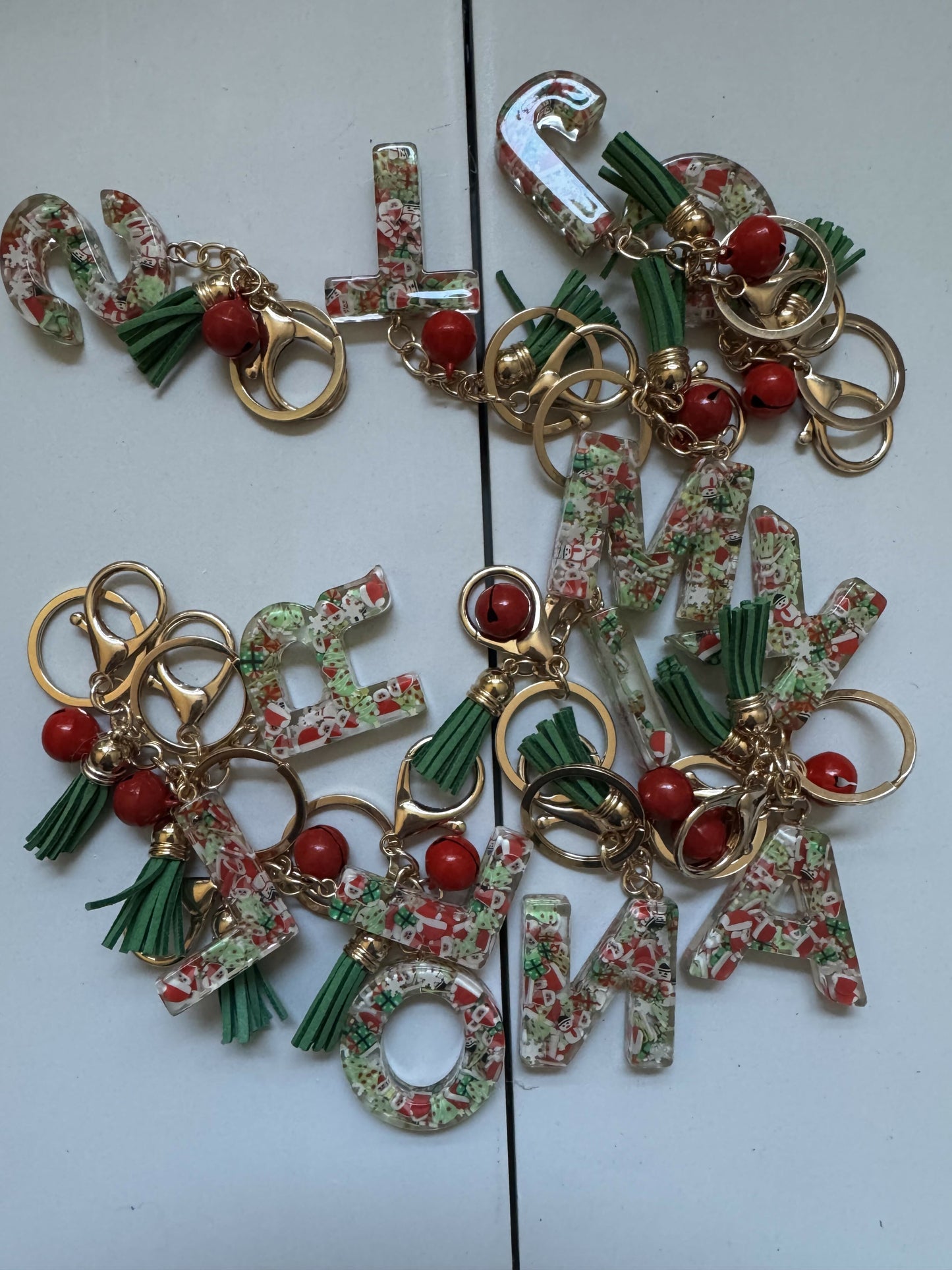 Christmas Initial Keychain