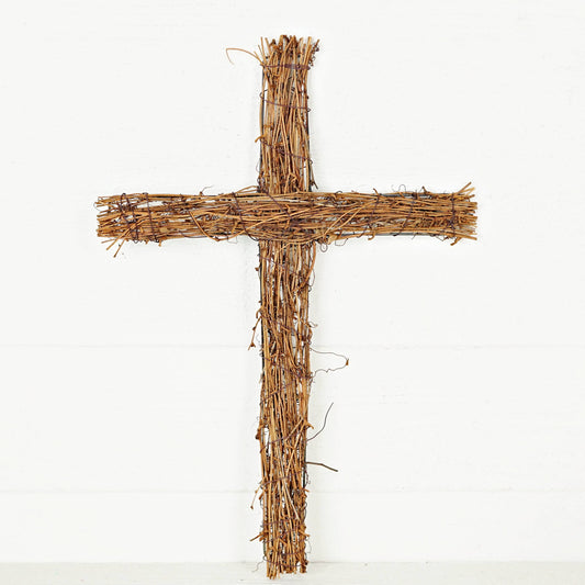 570396- Rattan twig cross- 18in x 12in natural