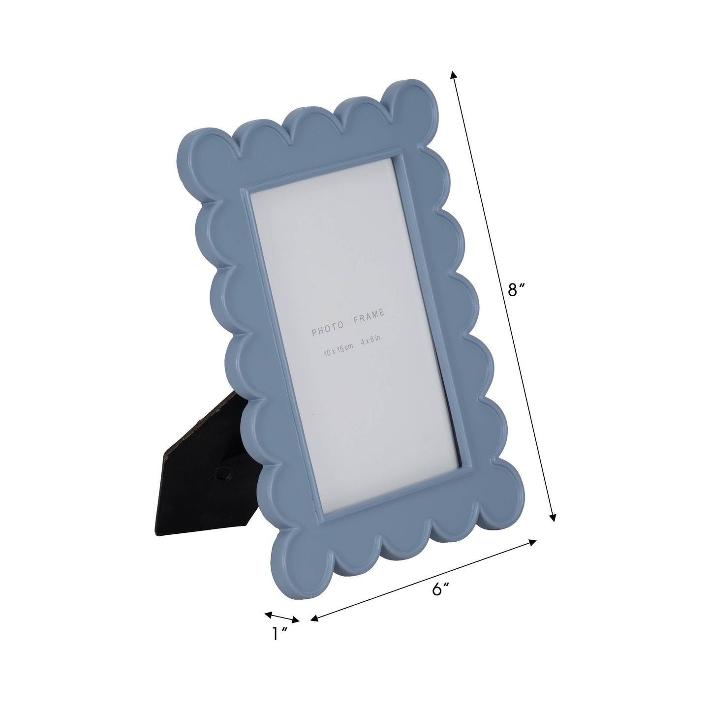 Photo Frame - Blue Resin/Glass Scallop Edge, 4x6 in.