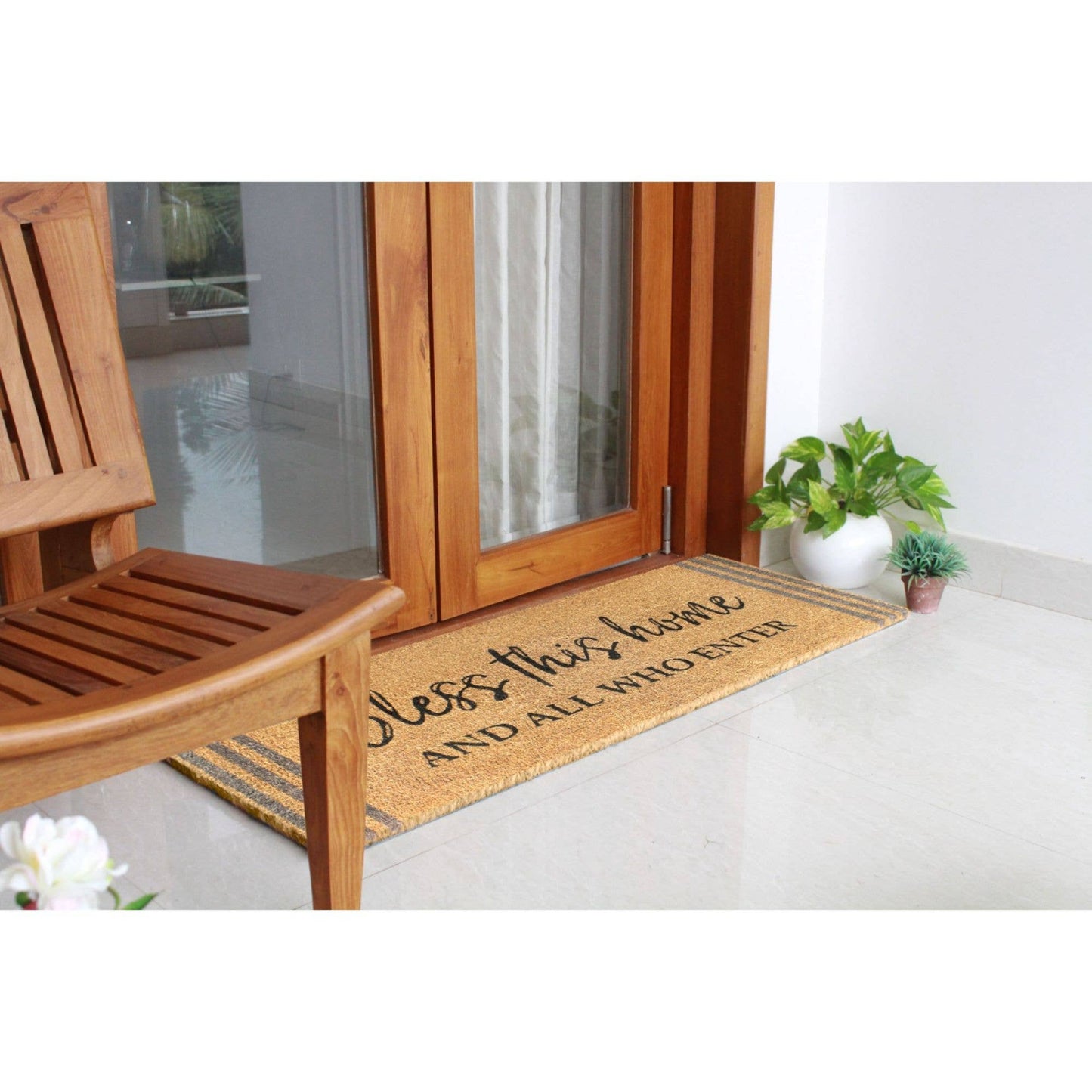 RugSmith Black Bless This Home and All Doormat, 18" x 48"