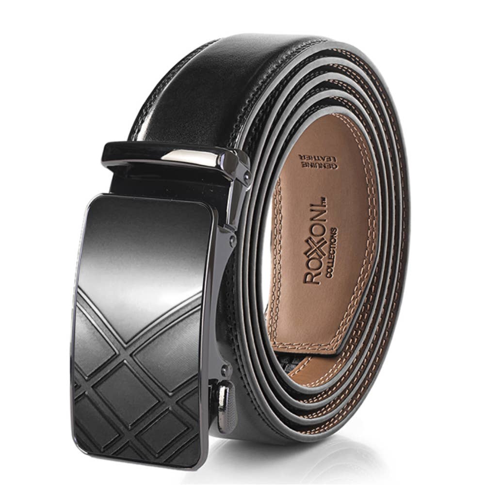 Men’s Genuine Leather Ratchet Belt with Automatic Buckle