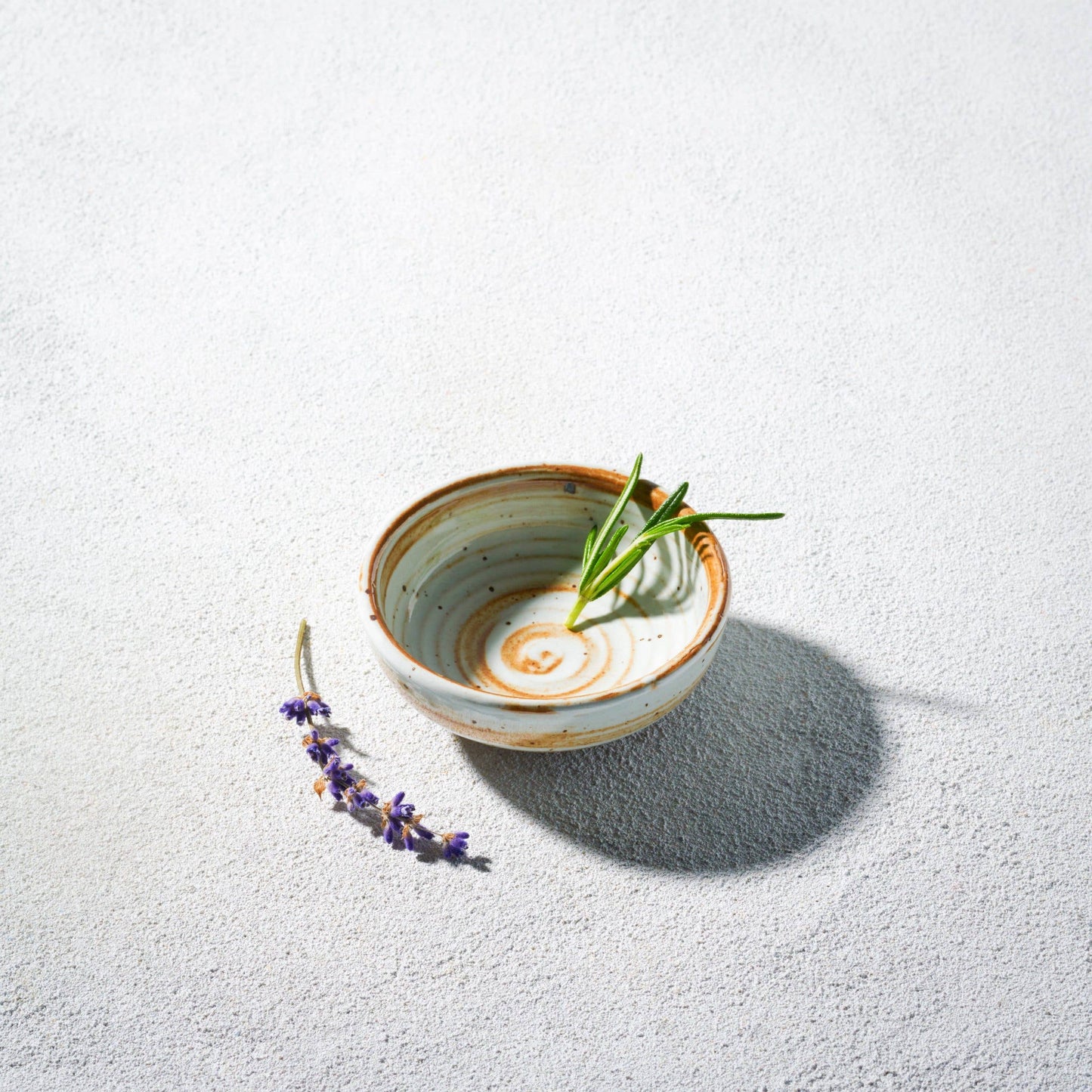 Vikko Stoneware Palm Mini Bowl Cream White Brown Rim