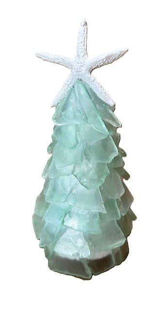 Mini Seaglass Christmas Tree No Lights Resin Starfish, 6 in
