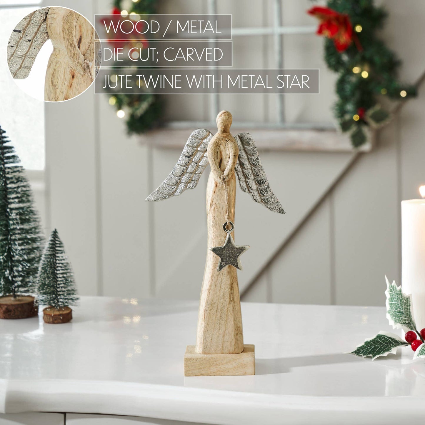 Sm Wood Angel 9.25x5.25x2