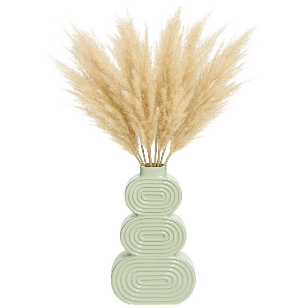Ceramic Creative Stacked Circles Floral Vase - Green, 12 in.