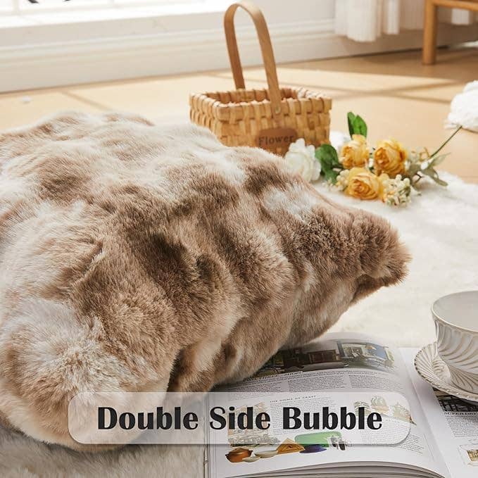 Soft Faux Rabbit Fur Throw Pillow Square 18" x 18" Decor