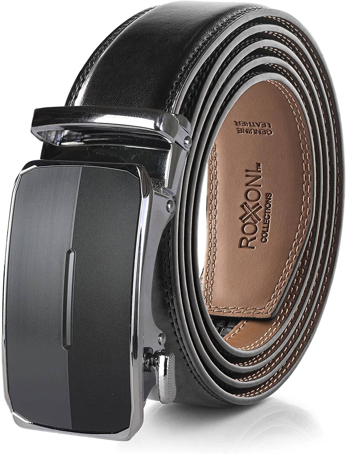 Men’s Genuine Leather Ratchet Belt with Automatic Buckle