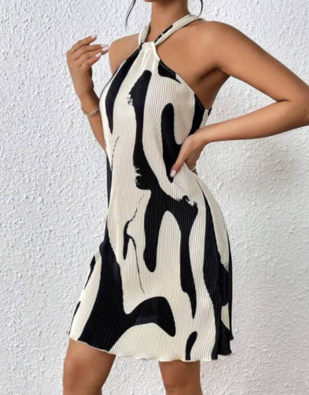 Printed Halterneck Women's Dress Short Skirt