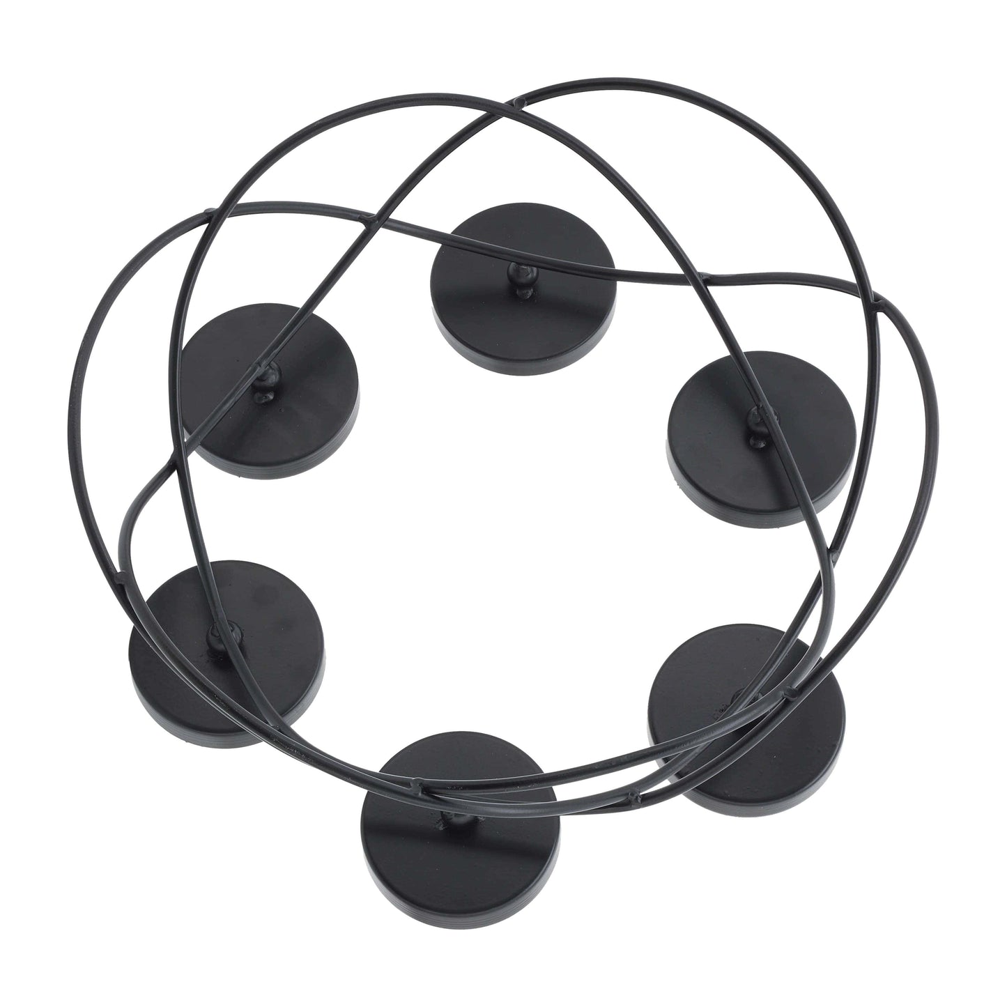 Metal Curved 6 Round Platforms Candle Holder - Black, 6 in.