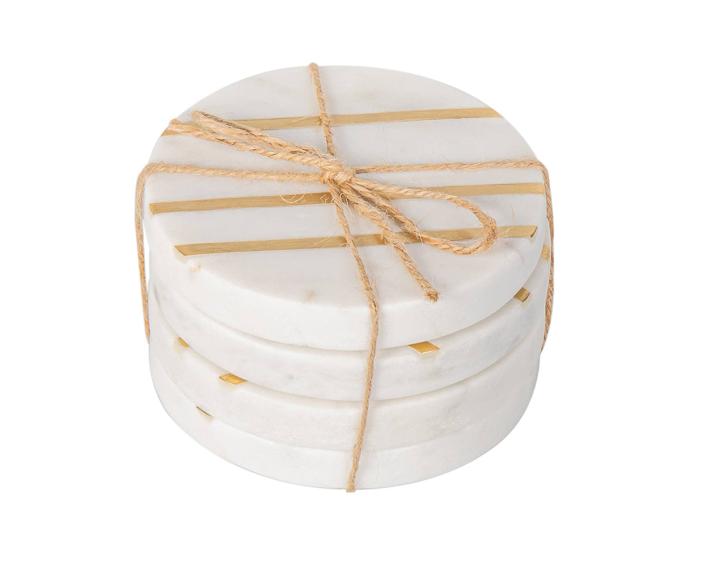 Round Marble Coasters with Inlay -Set of 4