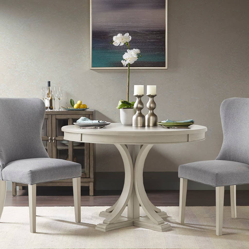 All Wood Farmhouse Round Dining Table antique white