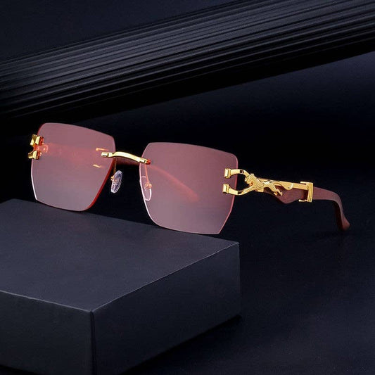 Vintage Leopard Print Square Sunglasses For Men