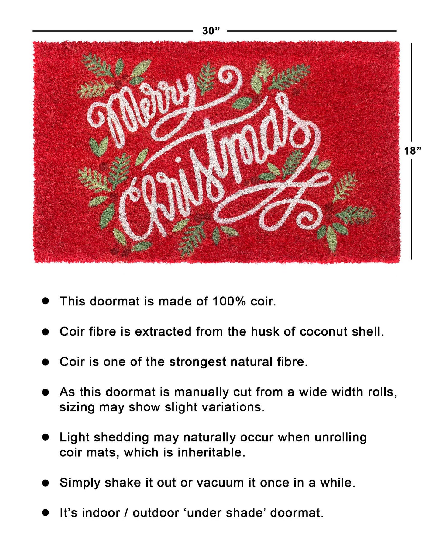 RugSmith Multi Berry Merry Christmas Doormat, 18" x 30"