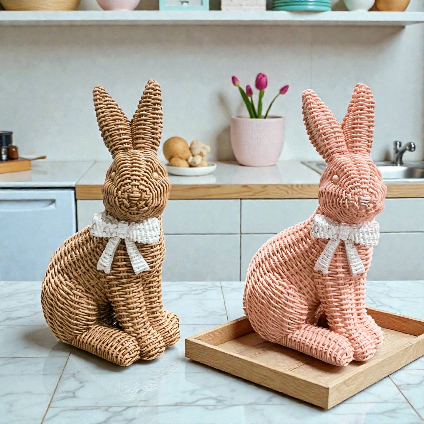 Bunny Decoration, Farmhouse Easter Rabbit Home Decor Statues