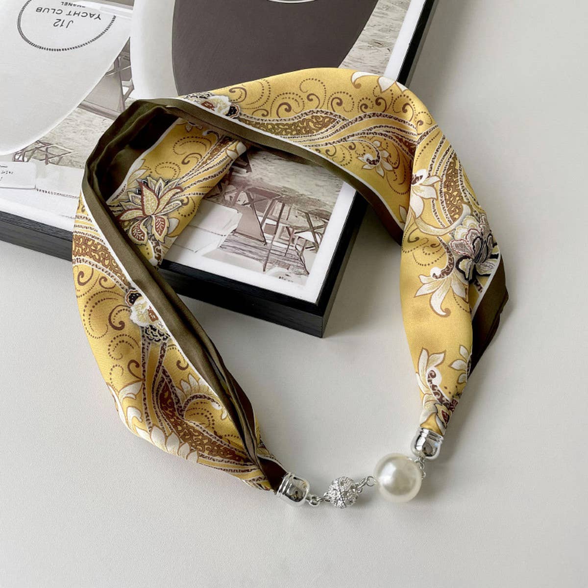Magnetic Silk Scarf Necklace – Elegant Neck Wrap_CWASC0752