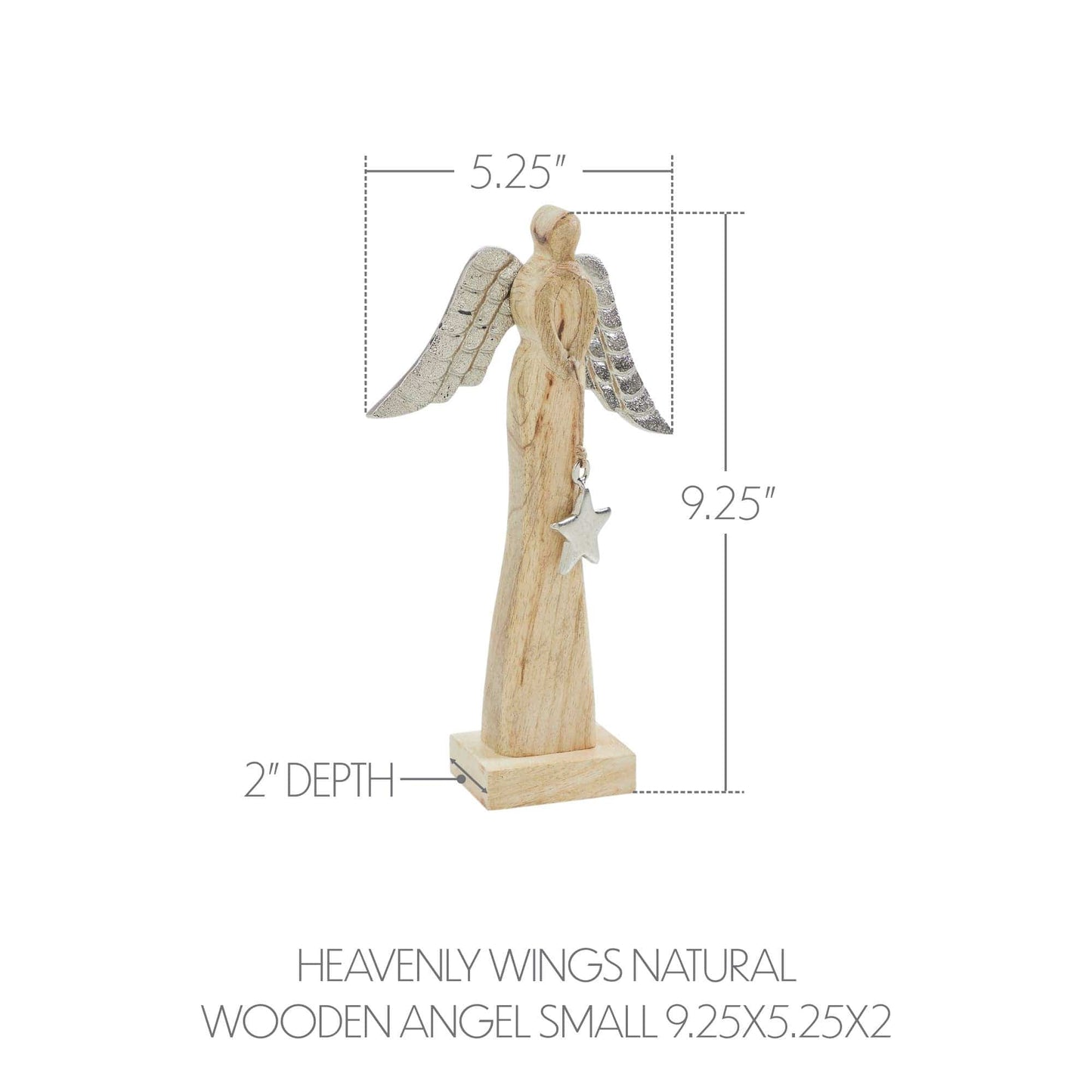 Sm Wood Angel 9.25x5.25x2