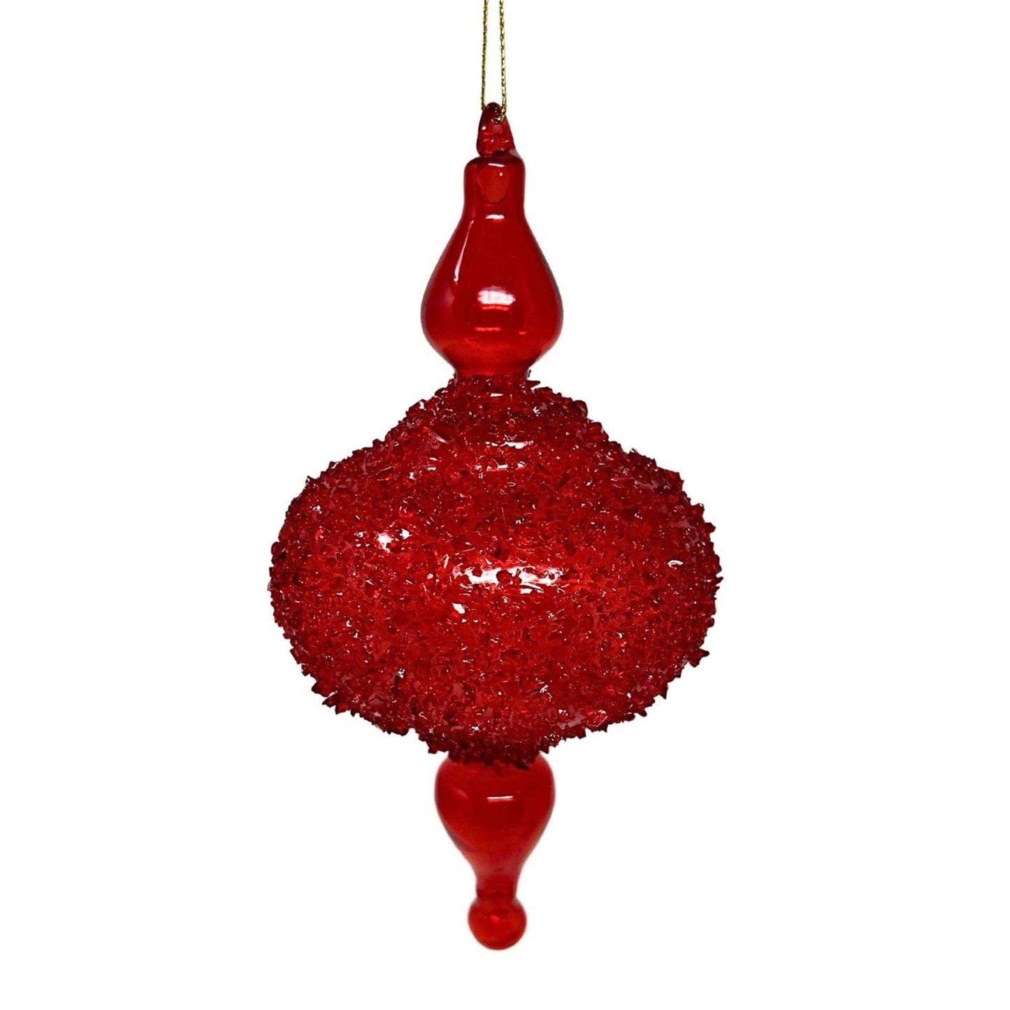 Red Glass Encrusted Finial Ornament 6.75"