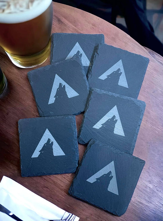 Pack of 6 Customizable Slate Coasters with Your Logo
