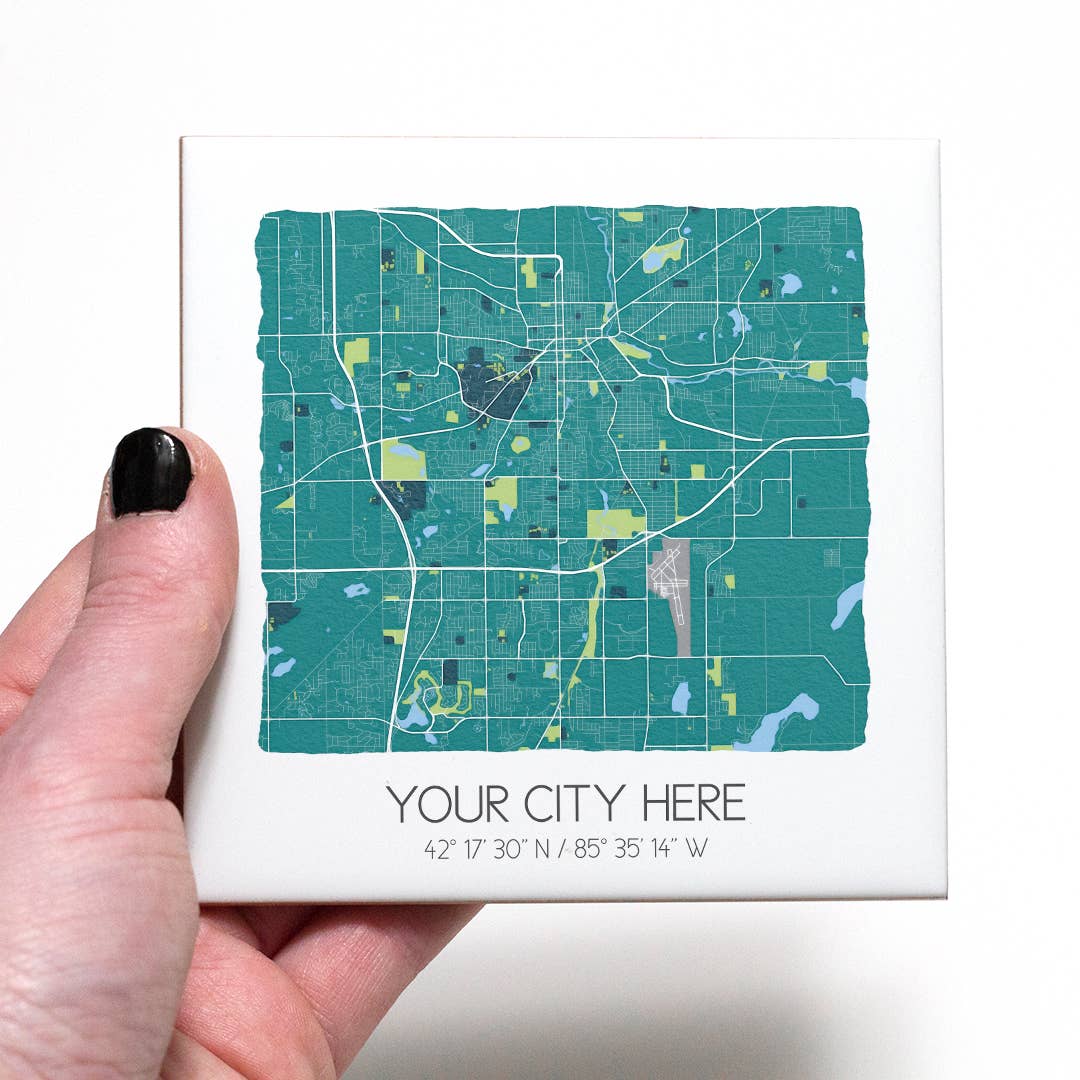 Watercolor City Map Coasters - Your City - Custom Order