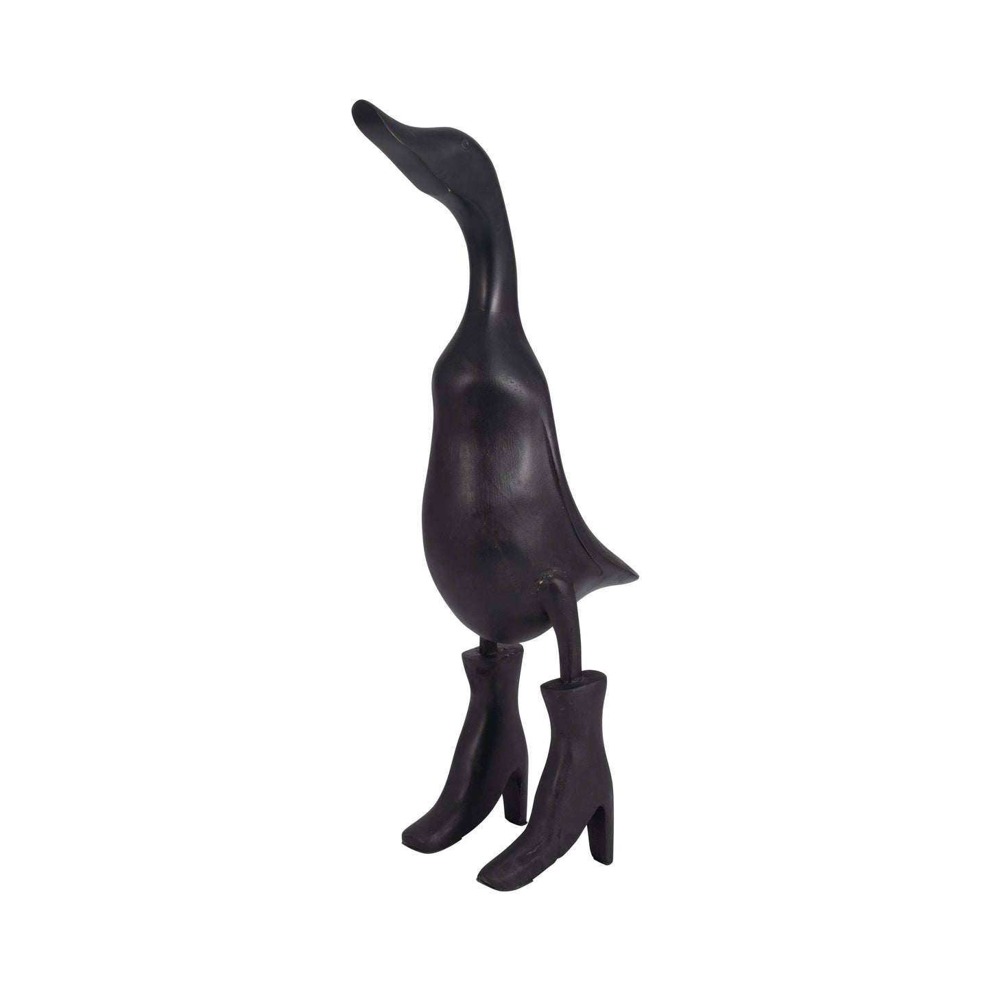 Figurine - Black Bamboo Wood Duck in Rainboots, 20 in.
