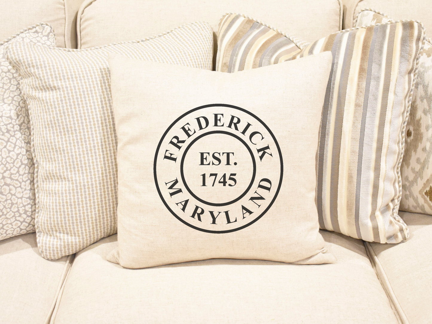 Postmark Style Town and State Pillow with Established Date