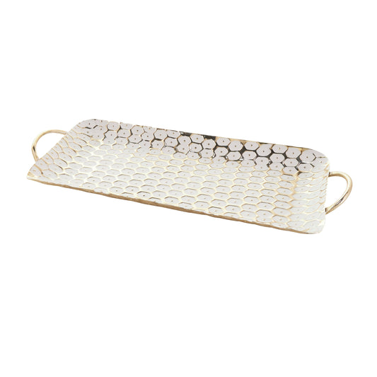 Large Gold and White Metal Tray