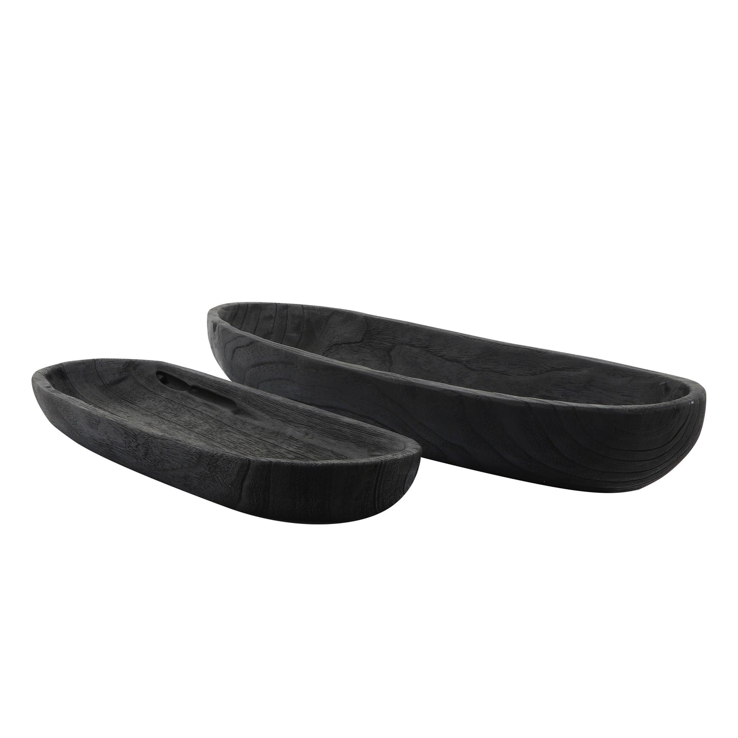 Black 18/24 in. Wood Oval Shaped Decorative Plate (Set of 2)