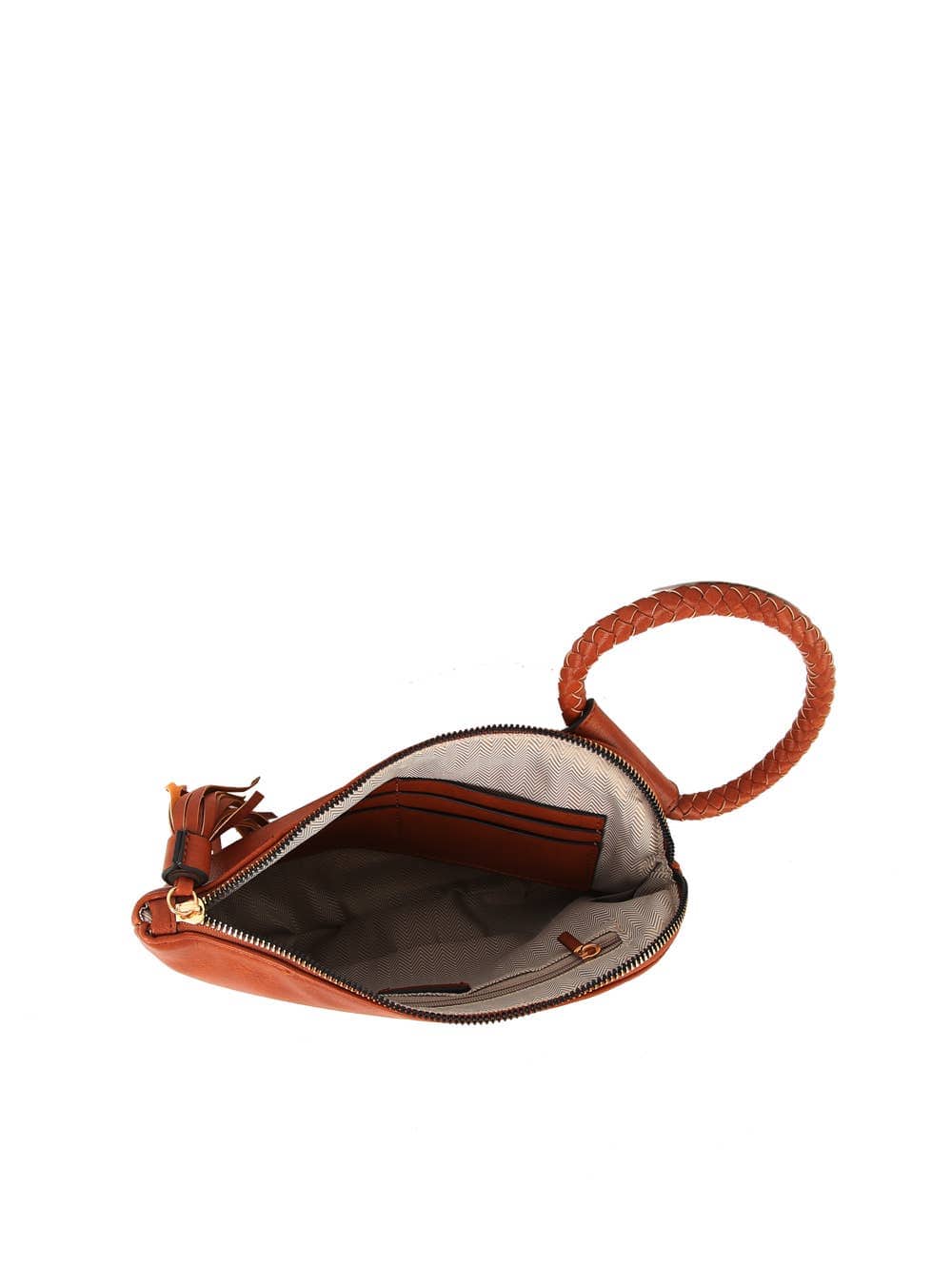 Braided Ring Handle Wristlet Clutch