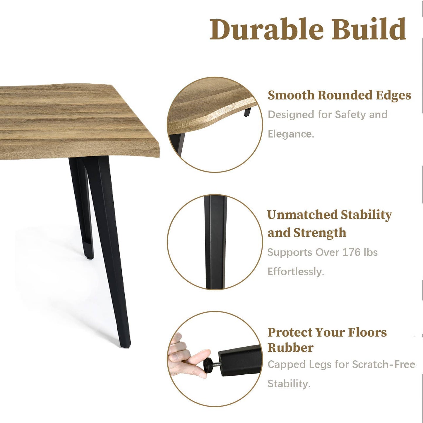 5-Piece Dining Set-63" Wave-Edge Wal Table and Chair Options
