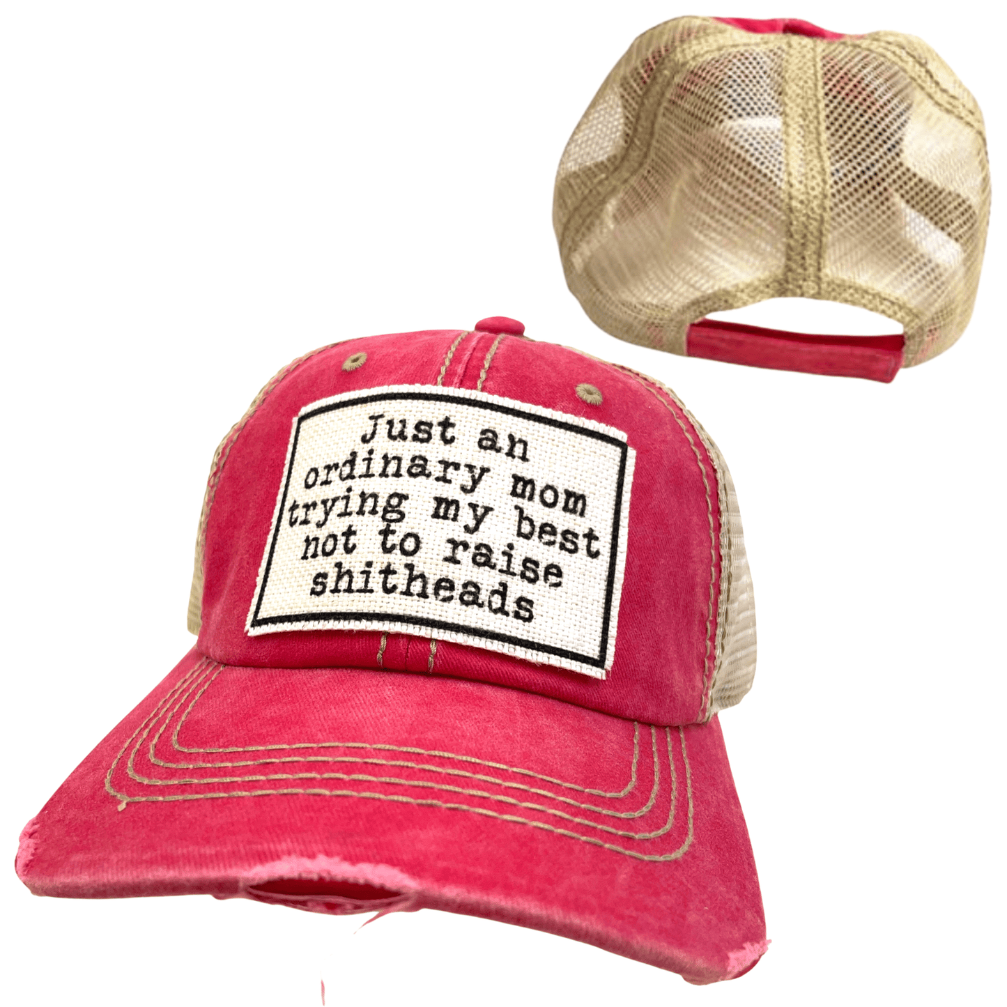 MOM TRYING NOT TO RAISE SHITHEADS | WOMAN'S HAT | DISTRESSED