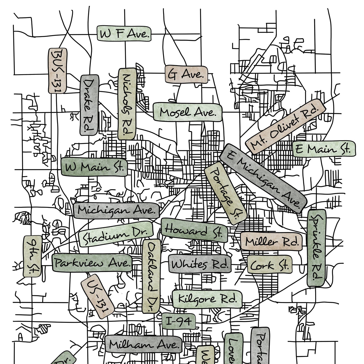 Street Names Map Coasters -