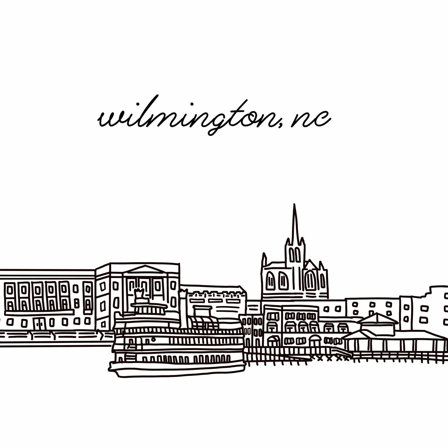 Wilmington North Carolina skyline city hanging tile sign
