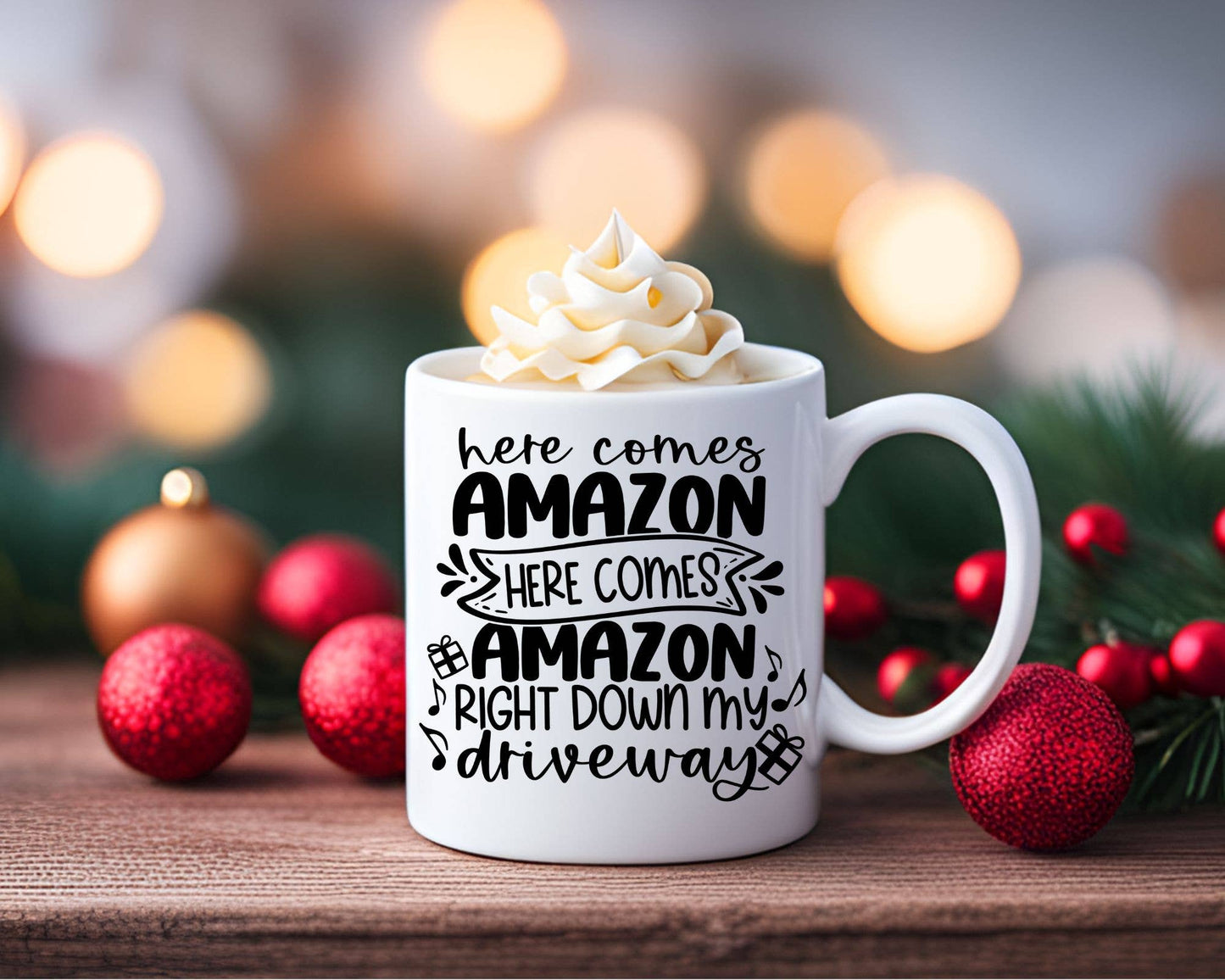 Here Comes Amazon - Funny Christmas Coffee Mug KTJ07