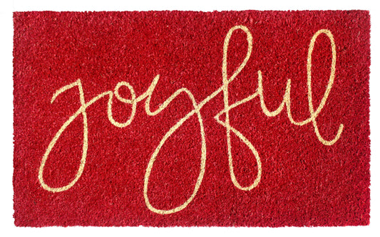 RugSmith White Machine Tufted Joyful Doormat, 18" x 30"