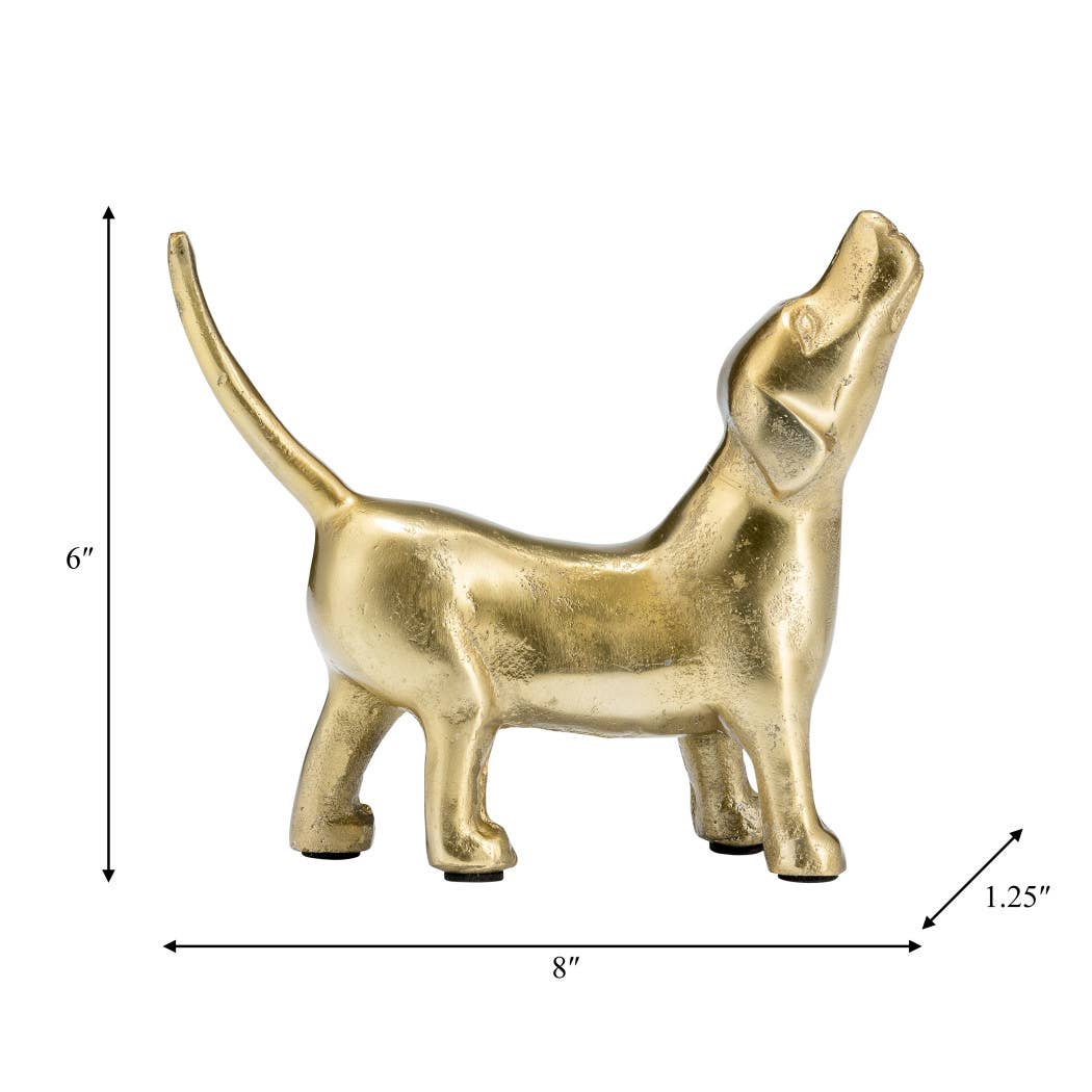 Metal Modern Howling Dog Decorative Figurine - Gold, 6 in.