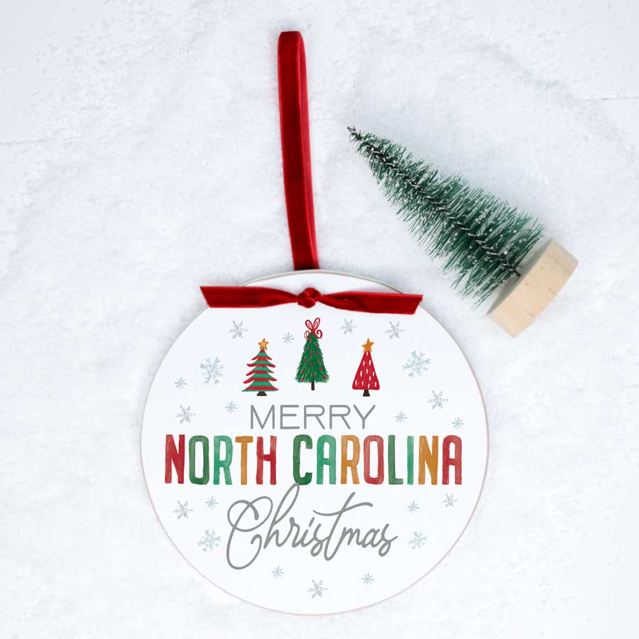 North Carolina Gifts, Christmas Ornament, Custom State