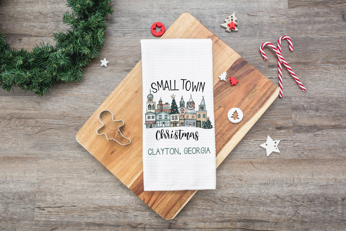 City State Custom Small Town Christmas Kitchen Home Towel