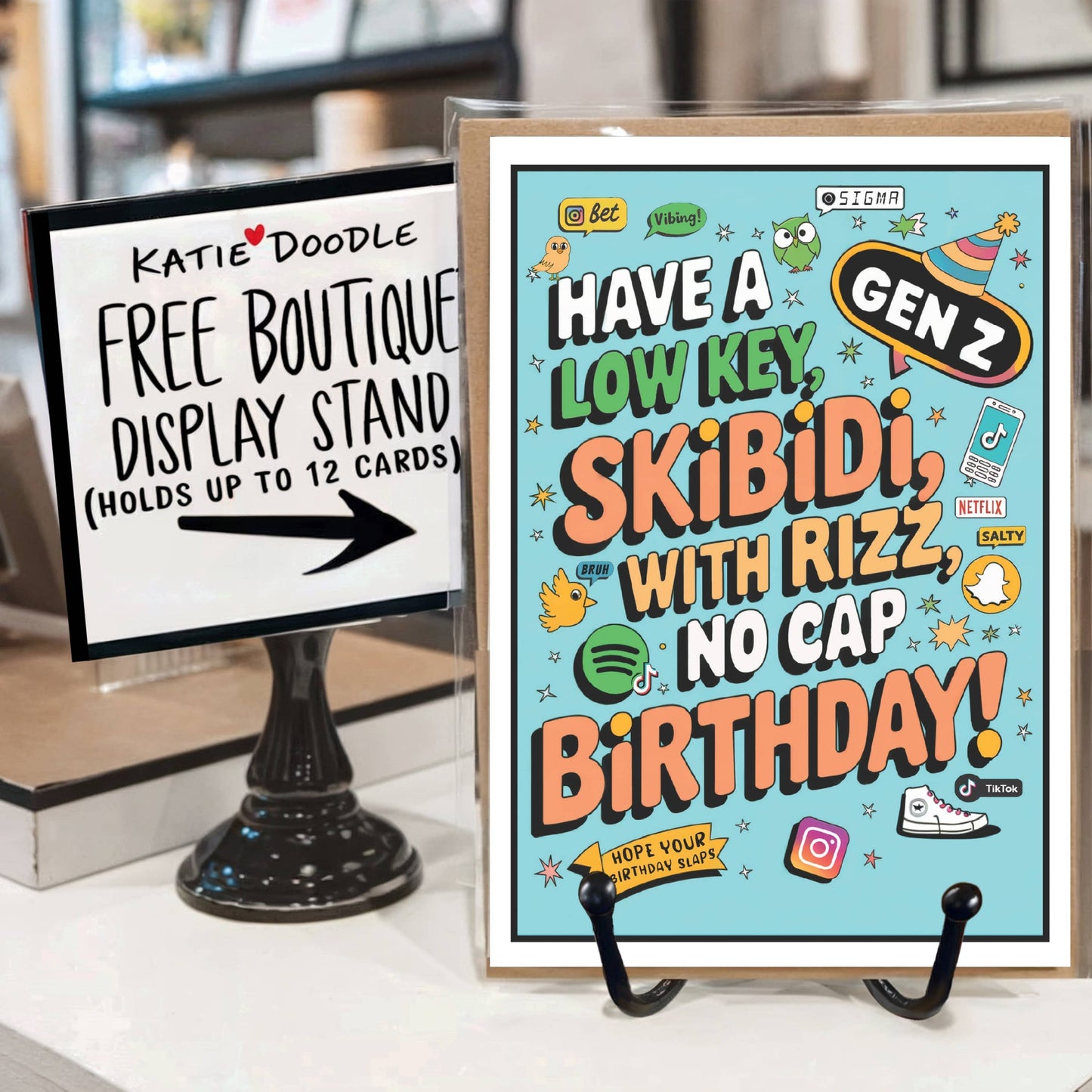 Funny Birthday Greeting Cards for Kids with Display (Gen Z)
