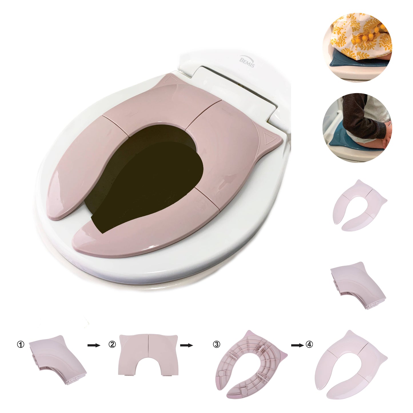 Folding Toddler Travel Potty Seat - Blush Pink
