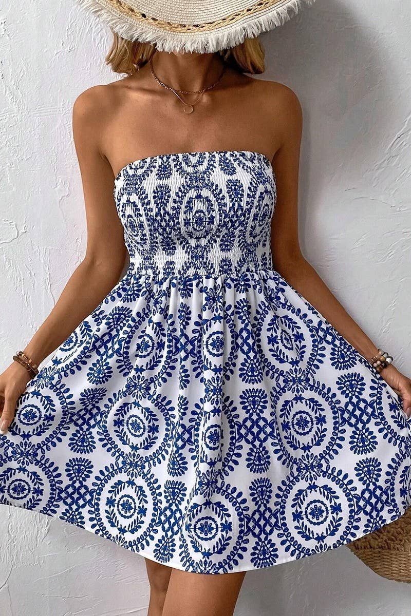 BLU PRINTED TUBE TOP DRESS