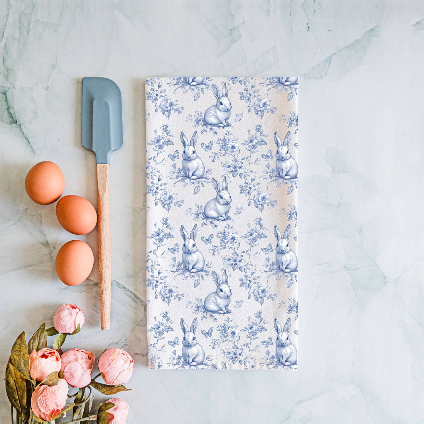 Bubblegum & Bow Pink Easter Bunny & Spring Kitchen Towels