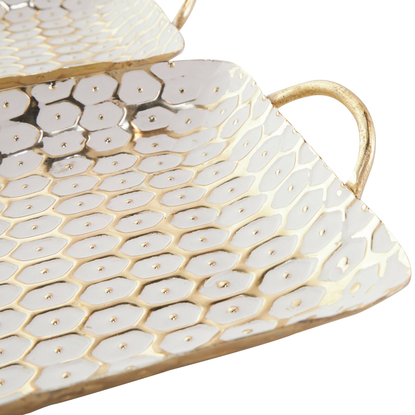 Large Gold and White Metal Tray