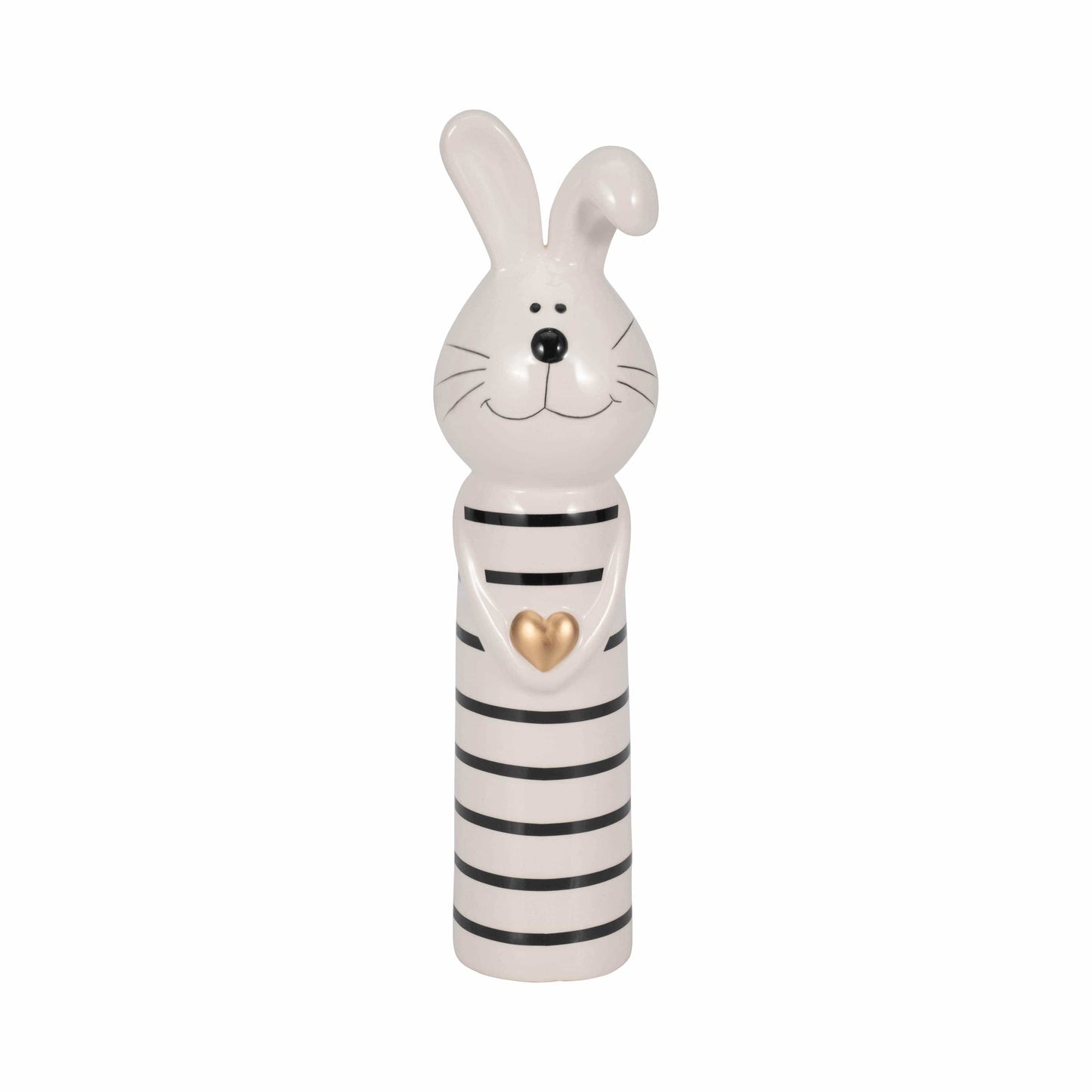 Ceramic Lines Bunny with Heart Figurine - White, 10 in.