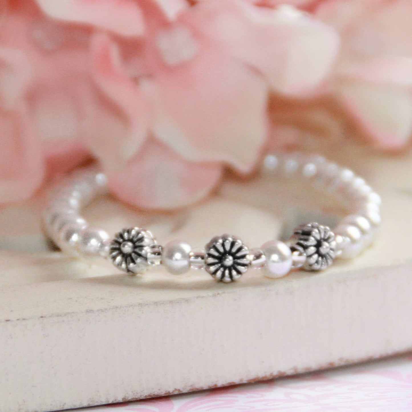 Infant Sweet Flowers and Pearls Bracelet  CJ-111