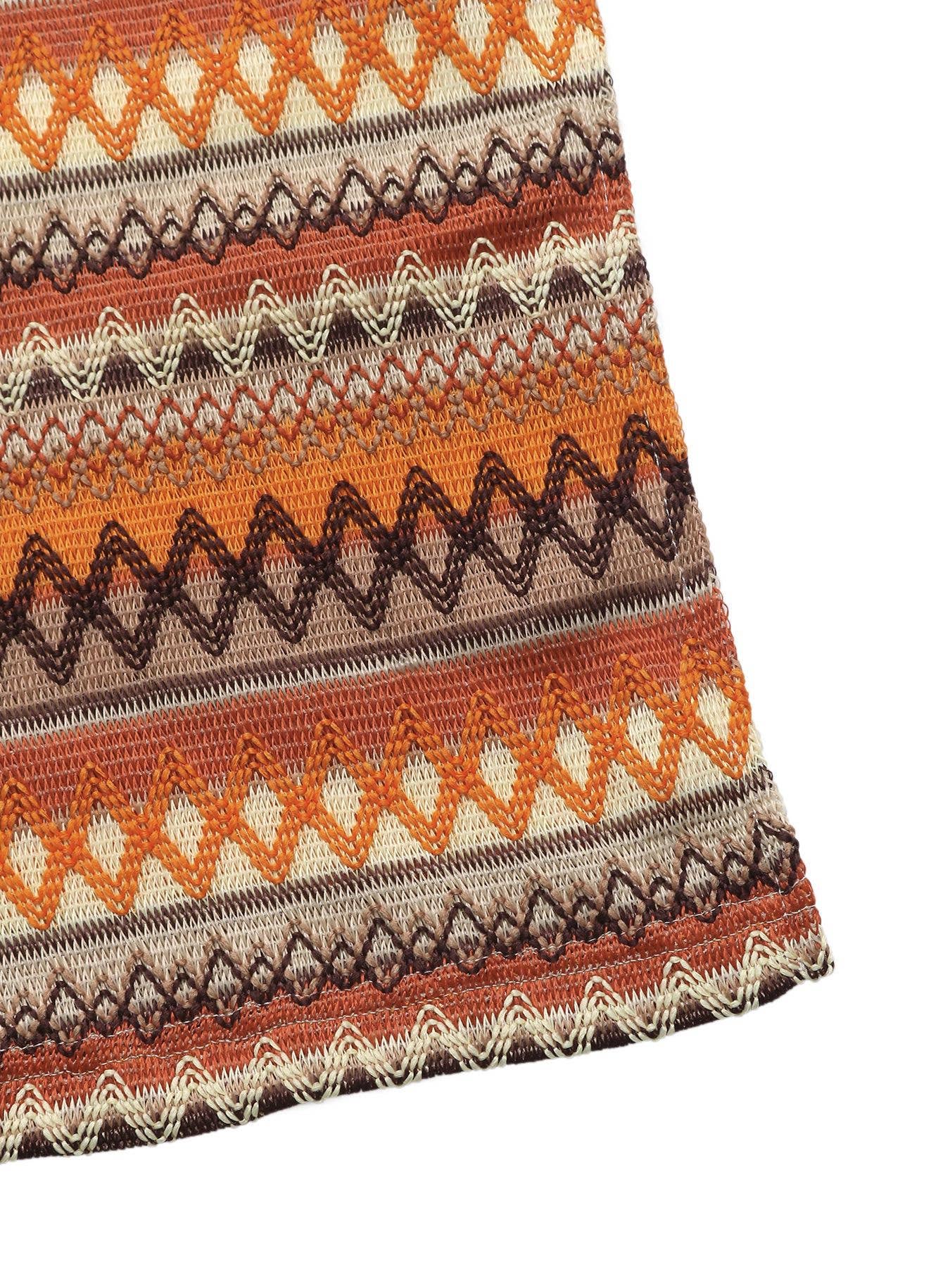 Bohemian Striped Resort Square-Neck Dress