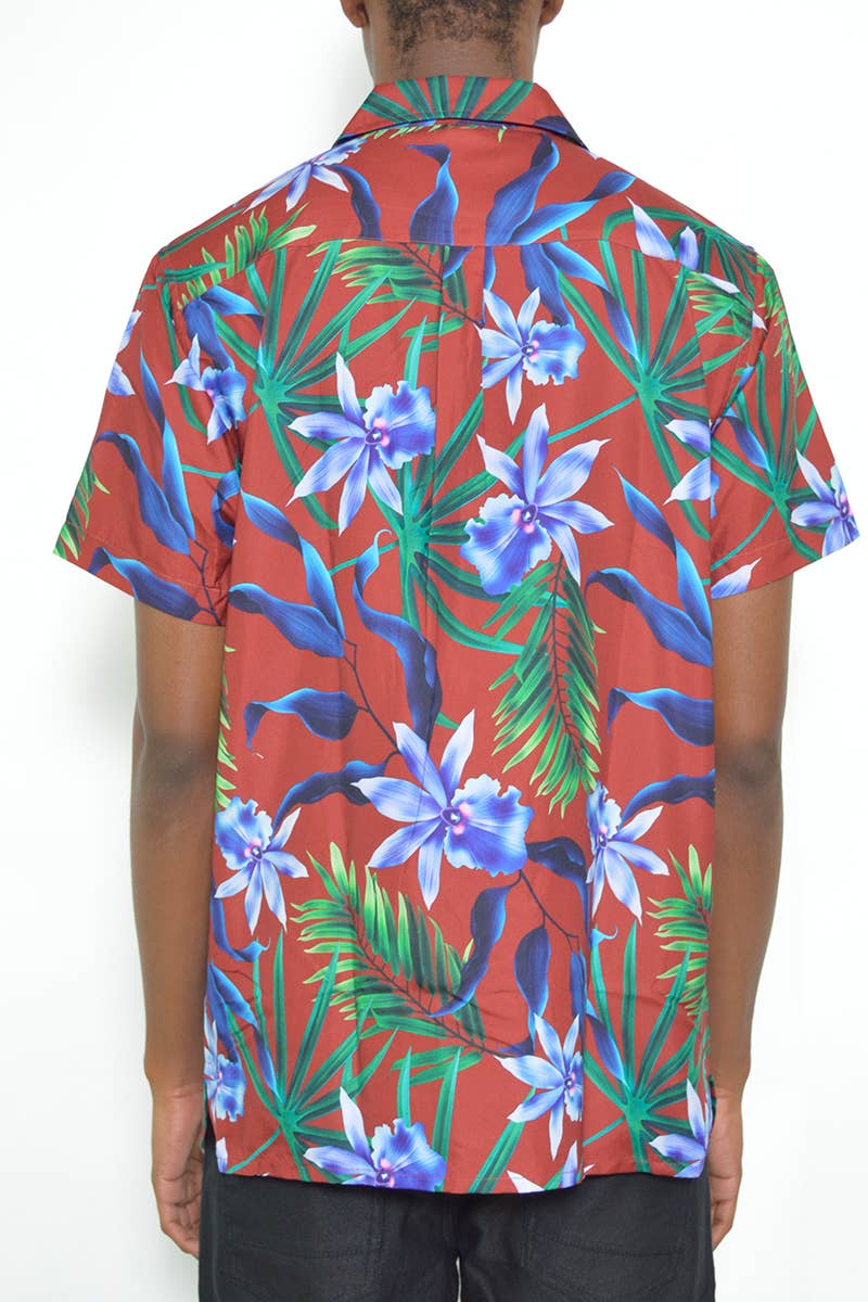 Print Button Down Short Sleeve Shirt