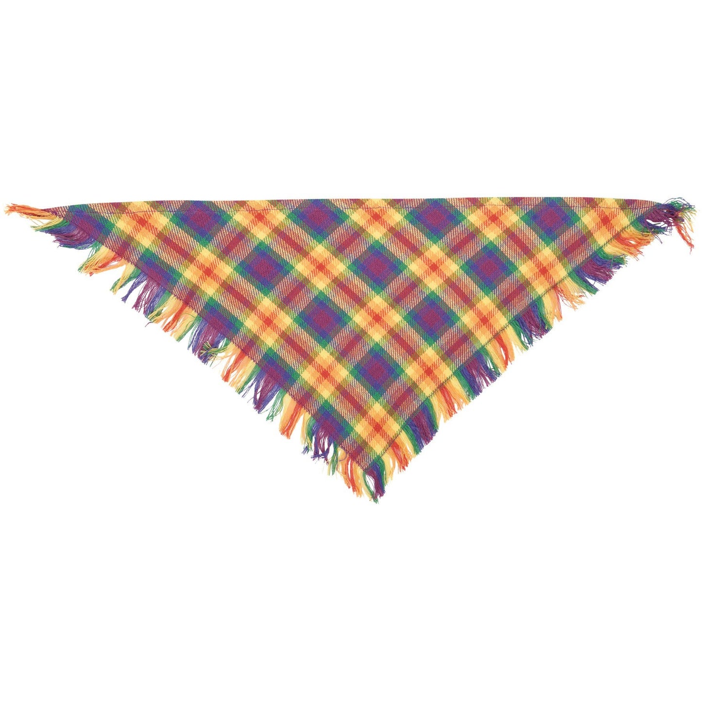 Rainbow Plaid Small Pet Bandana Set